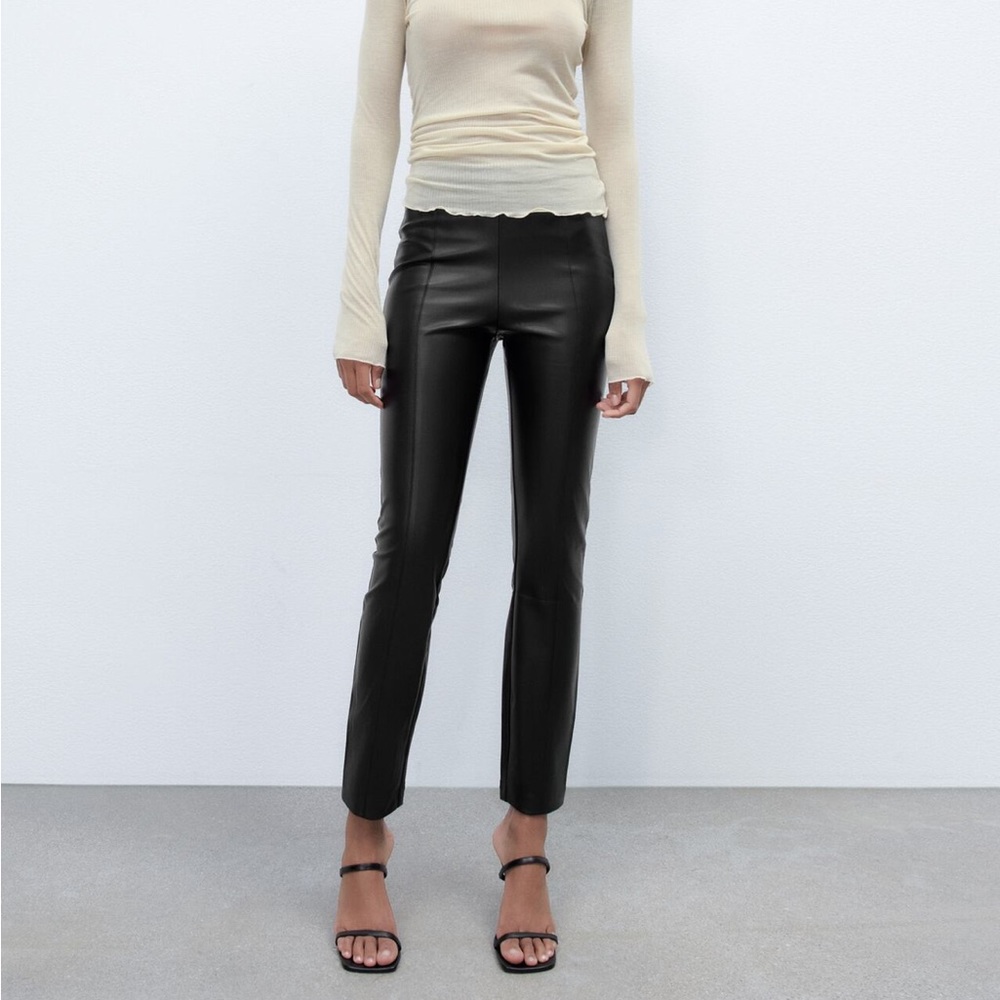 Zara Faux Leather Leggings Black size XL NEW